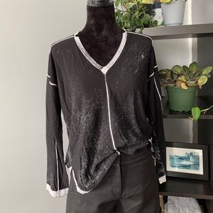 525 America Black Distressed Look Sweater